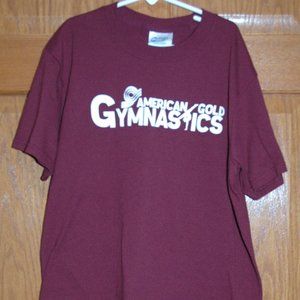 Port and Company Unisex Youth L 14-16 American Gold Gymnastics T-Shirt Shirt EUC
